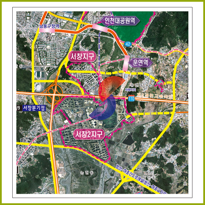 인천시흥 위성사진 개발계획도 [롤스크린] 185cm × 210cm (大)