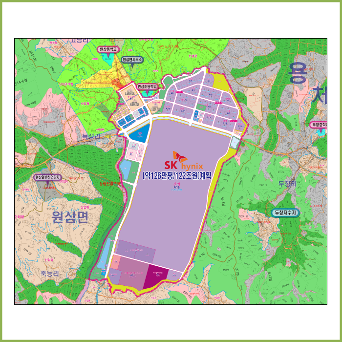 용인SK하이닉스 반도체클러스터 지번현황도 [롤스크린] 300cm×273cm